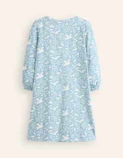Printed Long-sleeved Nightie-Blue Unicorns-Boden Outlet