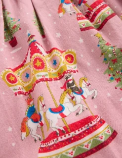 Printed Pull-On Twirly Skirt-Vintage Pink Carousel-Boden Fashion