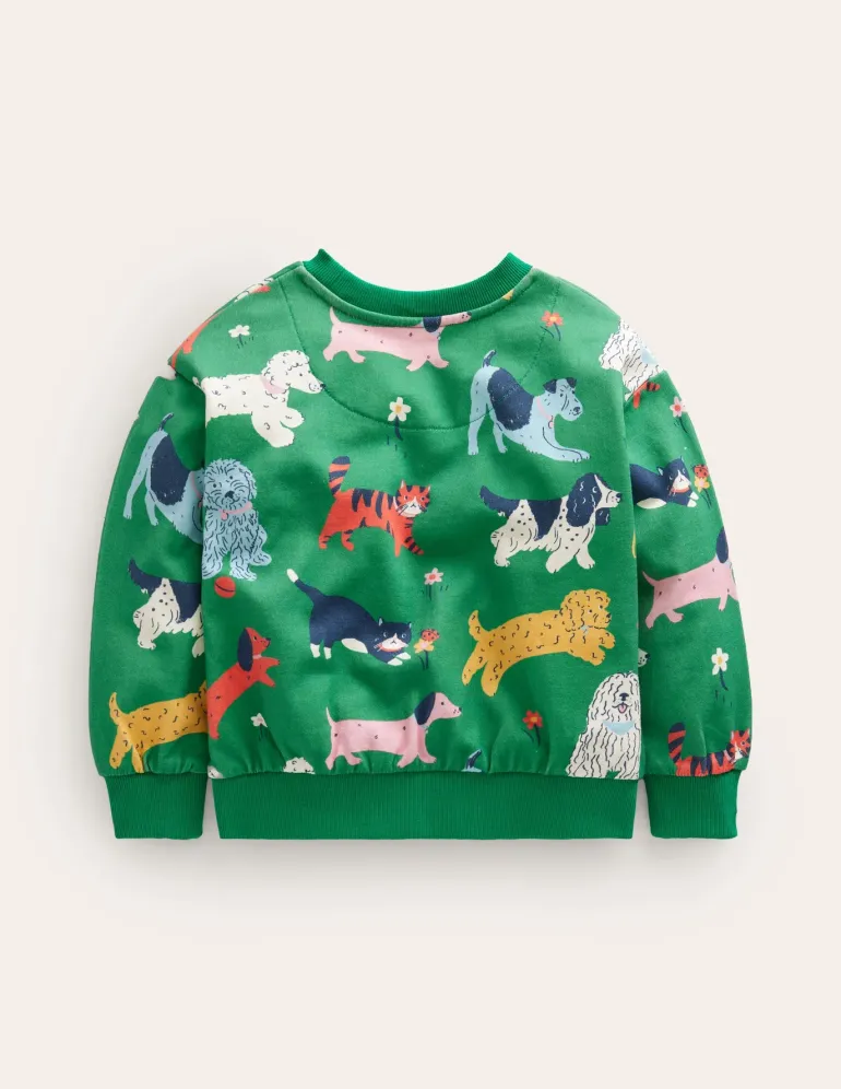 Printed Relaxed Sweatshirt-Green Park Play Pets-Boden Online