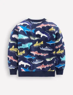 Printed Sweatshirt-College Navy Sharks-Boden Outlet