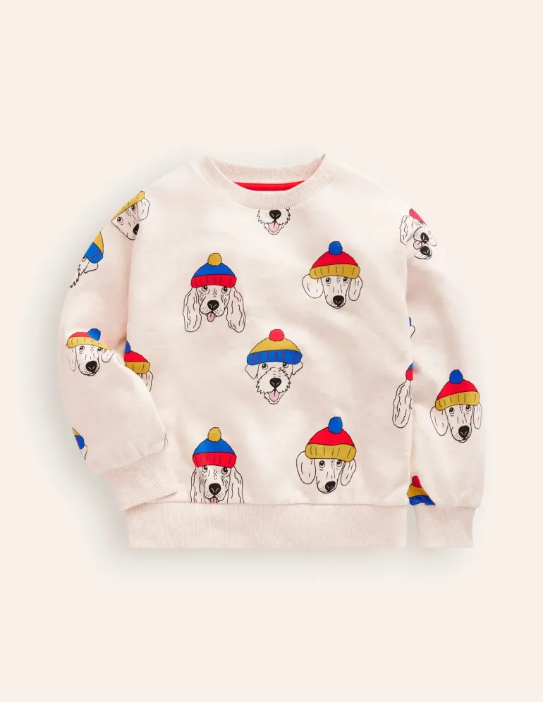 Printed Sweatshirt-oatmeal dude dogs-Boden Best