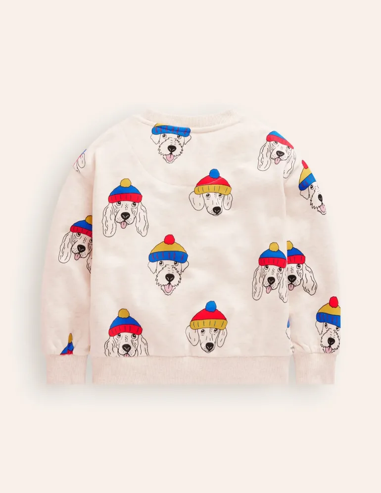 Printed Sweatshirt-oatmeal dude dogs-Boden Best