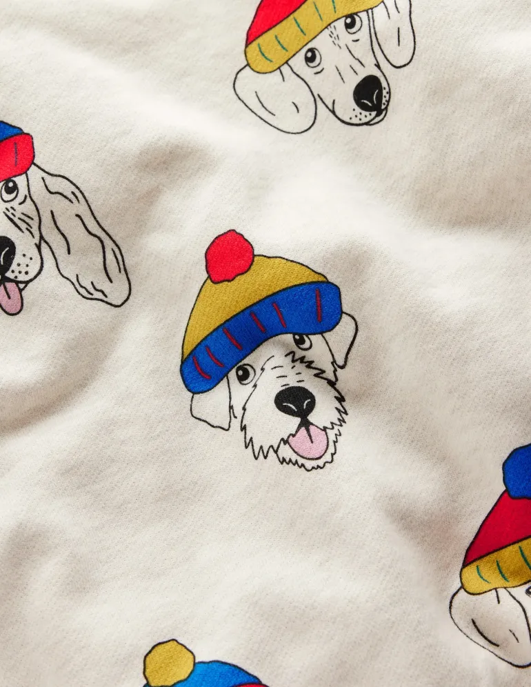 Printed Sweatshirt-oatmeal dude dogs-Boden Best