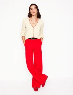 Pru Scallop Trim Cardigan-Warm Ivory-Boden Discount
