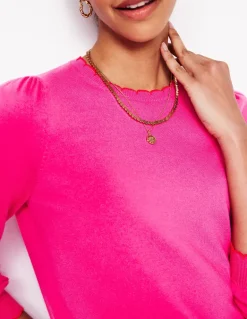 Pru Scallop Trim Sweater-Pink Peony-Boden Discount