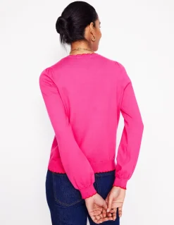 Pru Scallop Trim Sweater-Pink Peony-Boden Discount