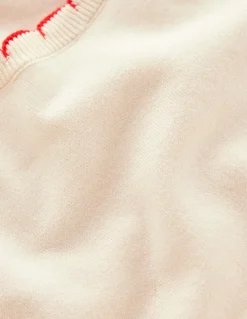 Pru Scallop Trim Sweater-Warm Ivory-Boden Shop