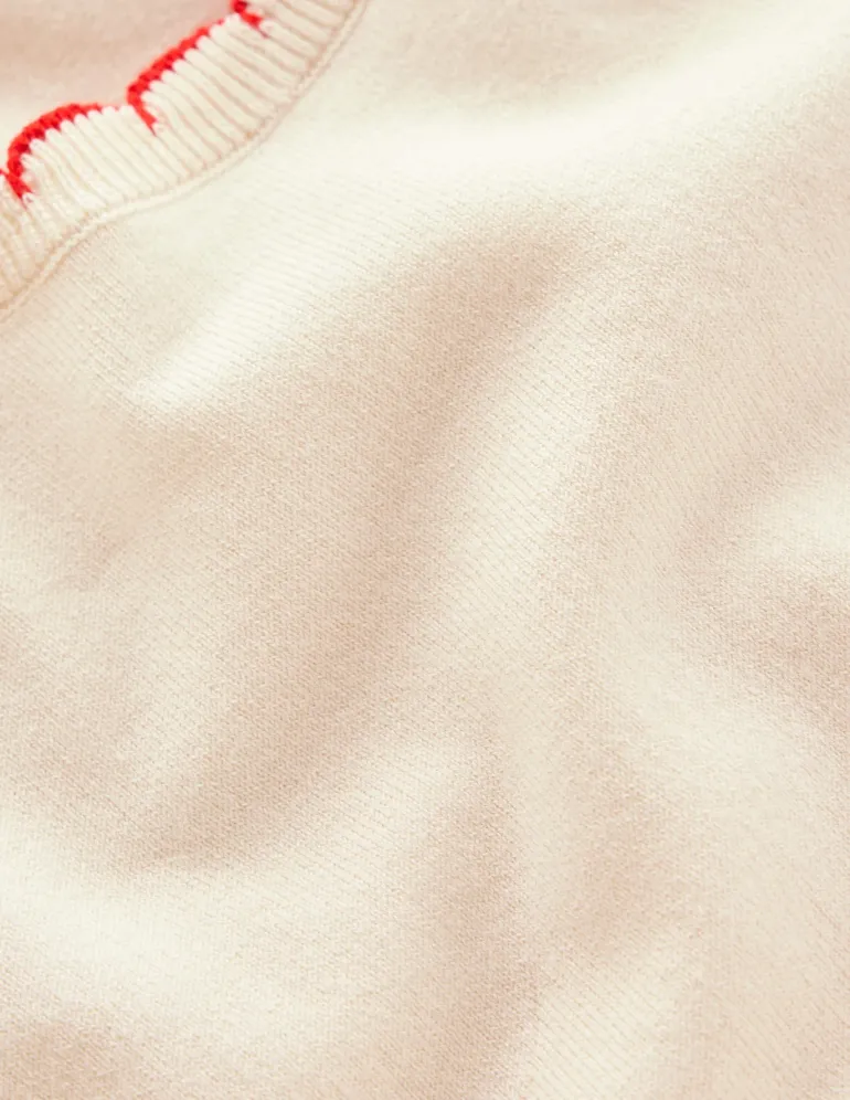 Pru Scallop Trim Sweater-Warm Ivory-Boden Shop