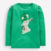 Puff Sleeve Applique T-shirt-Aloe Green Bunny-Boden Shop