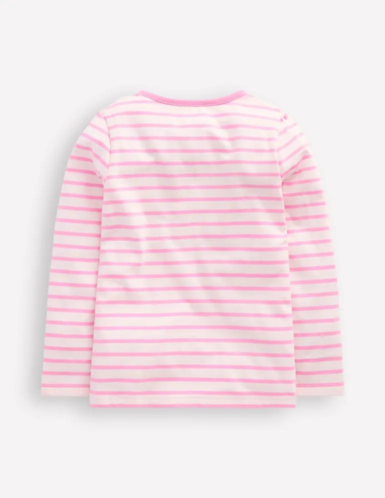 Puff Sleeve Applique T-shirt-Bubblegum Pink/ Ivory Pets-Boden Fashion