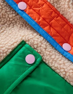 Quilted Borg Mix Jacket-Multi Colourblock-Boden Online