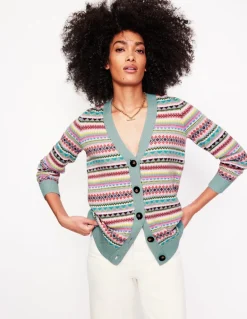 Quinn Boyfriend Cardigan-Blue, Heritage Fair Isle-Boden Online