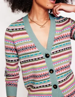 Quinn Boyfriend Cardigan-Blue, Heritage Fair Isle-Boden Online