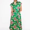 Rachel Cotton Midi Shirt Dress-Rich Emerald, Meadow Posy-Boden New