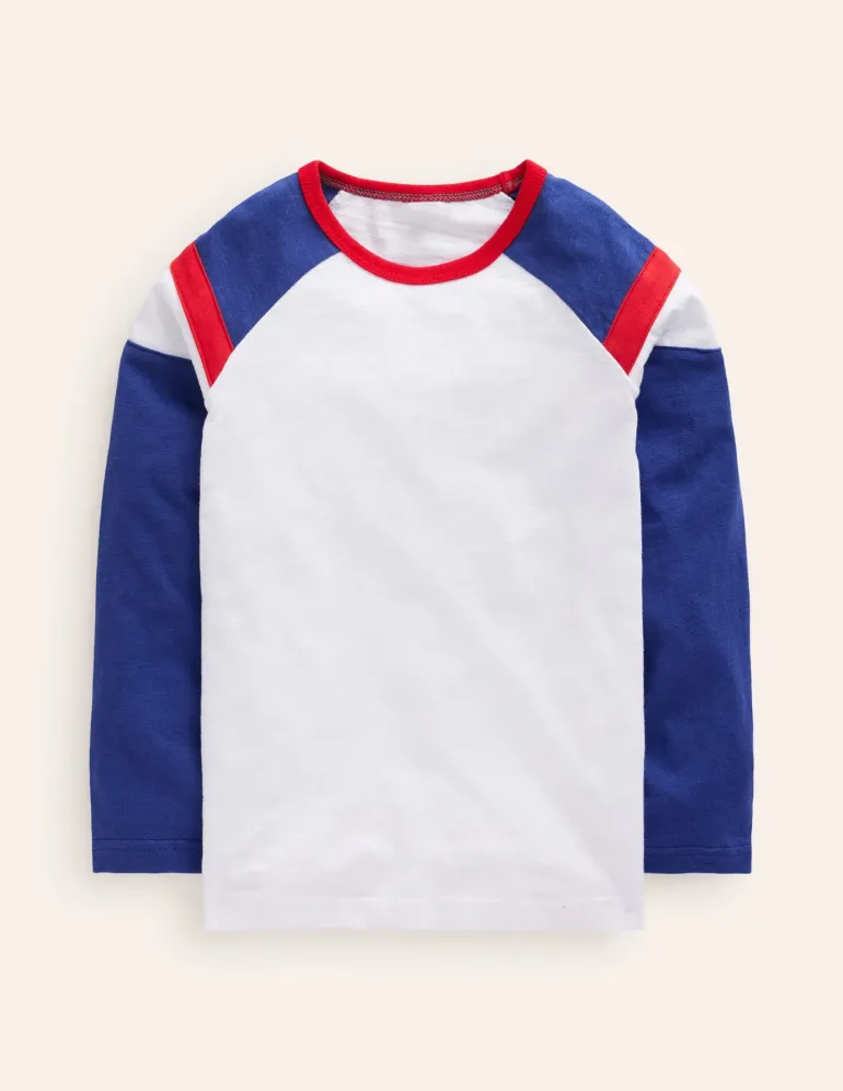 Raglan T-Shirt-Ivory/ Dazzling Blue-Boden Hot