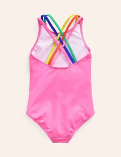 Rainbow Cross-Back Swimsuit-Strawberry Milkshake-Boden Fashion