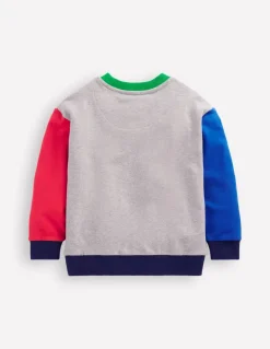 Rainbow Sweatshirt-Grey Marl Colourblock-Boden Outlet