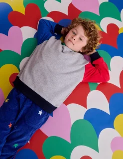 Rainbow Sweatshirt-Grey Marl Colourblock-Boden Outlet
