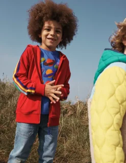 Rainbow Zip-Up Hoodie-Cherry Tomato Red-Boden Best Sale