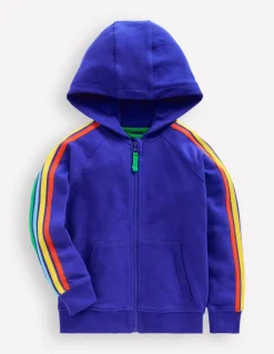Rainbow Zip-Up Hoodie-Peacock Plume Blue-Boden Best