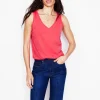 Regular V-Neck Slub Tank-Camelia Pink-Boden Flash Sale