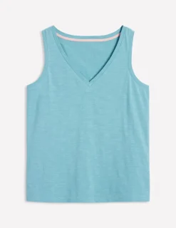 Regular V-Neck Slub Tank-Duck Egg Blue-Boden Sale