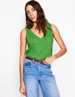 Regular V-Neck Slub Tank-Paradise Green-Boden Cheap