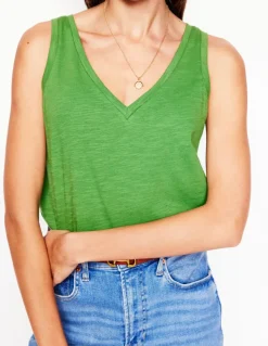 Regular V-Neck Slub Tank-Paradise Green-Boden Cheap