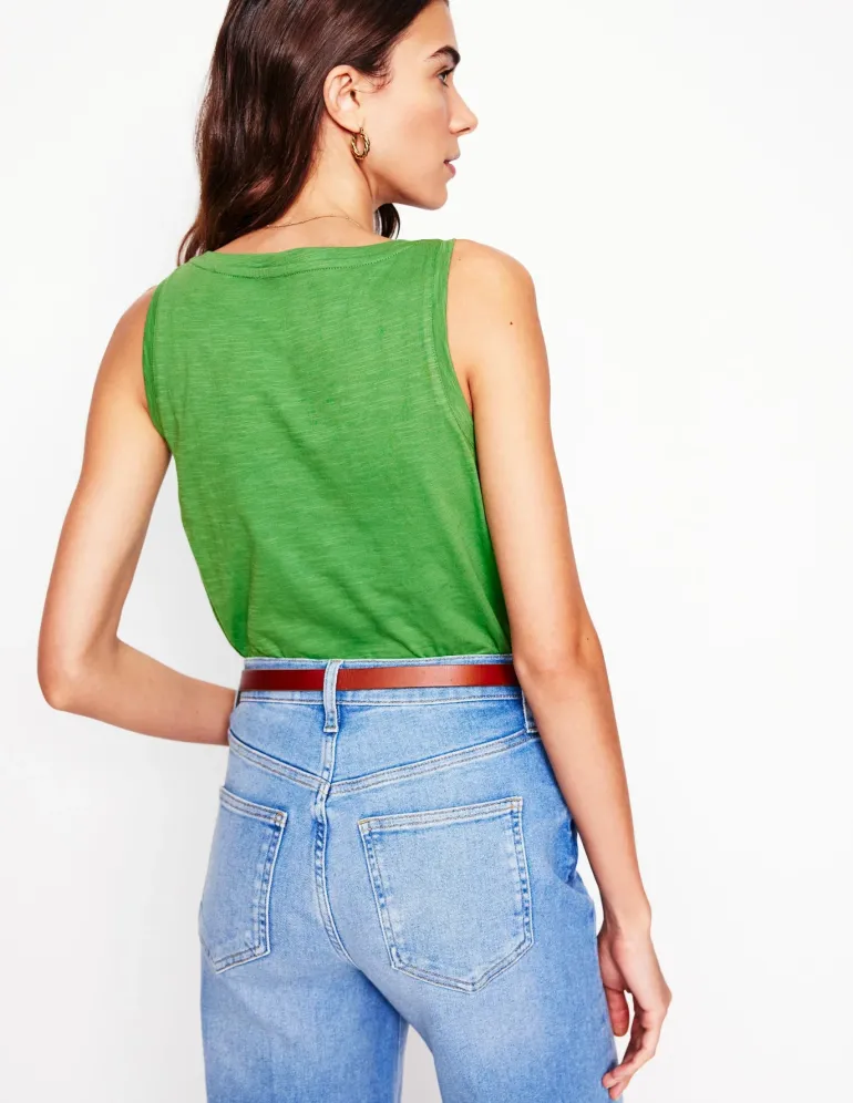 Regular V-Neck Slub Tank-Paradise Green-Boden Cheap