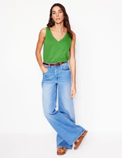 Regular V-Neck Slub Tank-Paradise Green-Boden Cheap