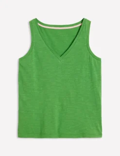 Regular V-Neck Slub Tank-Paradise Green-Boden Cheap