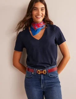 Regular V-Neck Slub T-shirt--Boden Discount