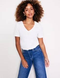 Regular V-Neck Slub T-shirt--Boden Outlet