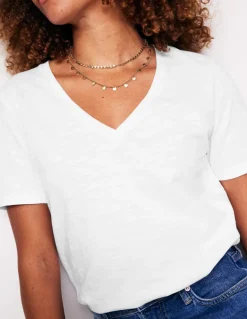 Regular V-Neck Slub T-shirt--Boden Outlet