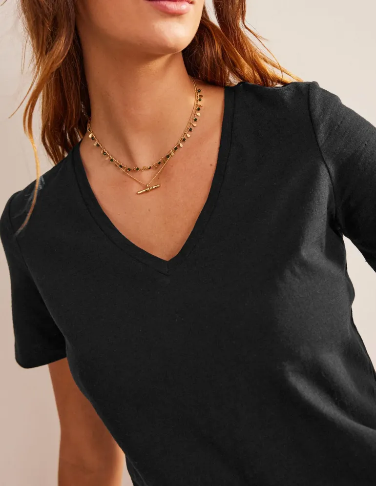 Regular V-Neck Slub T-shirt--Boden Discount