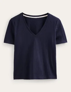 Regular V-Neck Slub T-shirt--Boden Discount