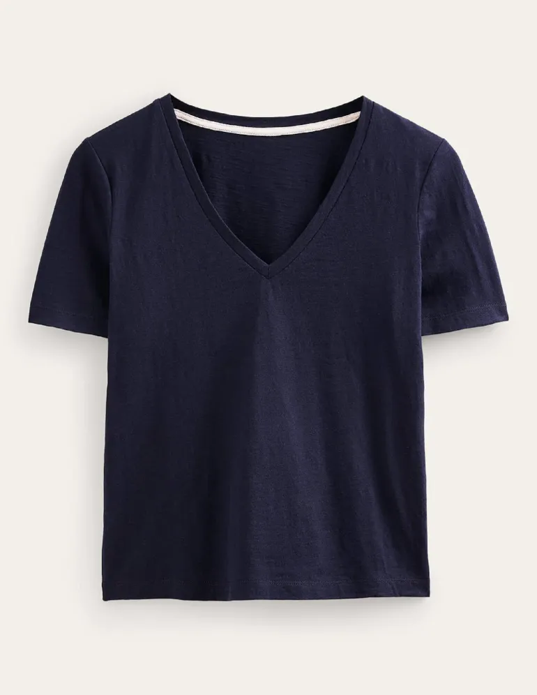 Regular V-Neck Slub T-shirt--Boden Discount