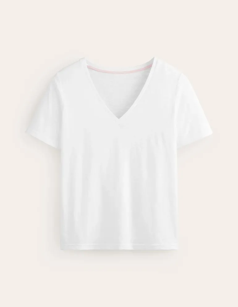 Regular V-Neck Slub T-shirt--Boden Outlet