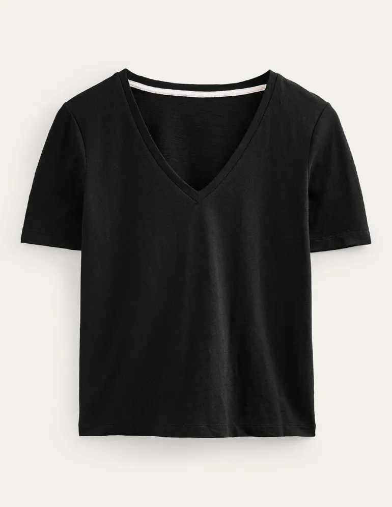 Regular V-Neck Slub T-shirt--Boden Discount