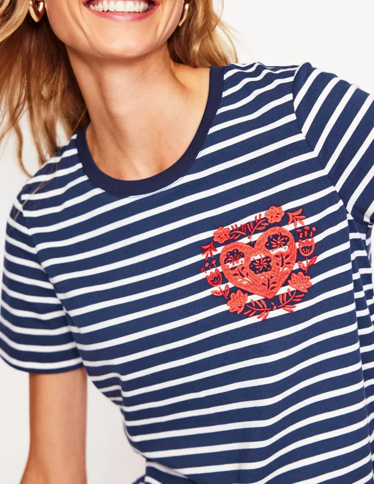 Relaxed Novelty T-Shirt-French Navy, Hearts-Boden New