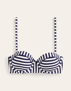 Rhodes Cup-Size Bikini Top-Navy, Ivory Stripe-Boden New