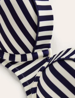 Rhodes Cup-Size Bikini Top-Navy, Ivory Stripe-Boden New