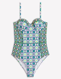 Rhodes Cup-Size Swimsuit-Multi, Floweret Tile-Boden Cheap