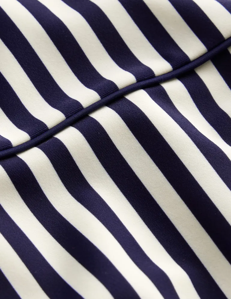 Rhodes Cup-Size Swimsuit-Navy, Ivory Stripe-Boden Best