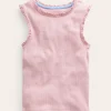 Ribbed Lace Trim Tank Top-French Pink-Boden Sale