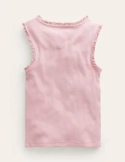 Ribbed Lace Trim Tank Top-French Pink-Boden Sale