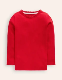 Ribbed Long Sleeve T-Shirt-Cherry Jam/Soft Ivory Stripe-Boden Discount