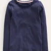 Ribbed Long Sleeve T-Shirt-Starboard Blue-Boden Best
