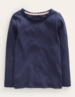 Ribbed Long Sleeve T-Shirt-Starboard Blue-Boden Best