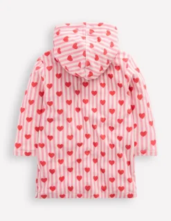 Romie Towelling Zip Throw-On-Bubblegum Pink Heart Stripe-Boden Store